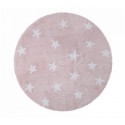 Tapis enfant rond rose en coton étoiles blanches Lorena Canals D 140 cm
