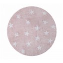 tapis enfant rond rose en coton etoiles blanches lorena canals d 140 cm