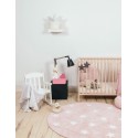 Tapis enfant rond rose en coton étoiles blanches Lorena Canals D 140 cm