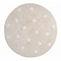 tapis enfant coton rond beige etoiles blanches lavable en machine lorena canals d 140 cm