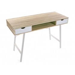 table de bureau scandinave bois et metal blanc versa