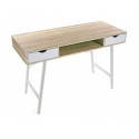 table de bureau scandinave bois et metal blanc versa