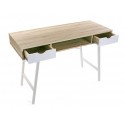 table de bureau scandinave bois et metal blanc versa