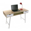 table de bureau scandinave bois et metal blanc versa