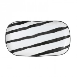 Petit plat rectangulaire porcelaine noir blanc HK Living