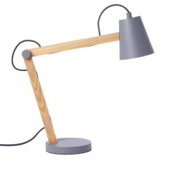 Design-Tischlampe aus Holz Play Frandsen aus grauem Metall