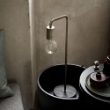 Frandsen Cool Table Lamp, brass antique, dark oak wood base
