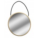 miroir mural rond metal dore suspendu par une corde noire versa d 43 cm