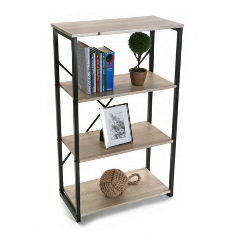 Etagère de bureau à poser structure métal noir et bois 4 niveaux Versa