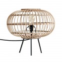 hk living lampe de table en bambou tresse et metal noir VOL5001