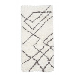 Skandinavischer Teppich aus weißer, schwarzer Wolle und Baumwolle von House Doctor Ribas, 90 x 200 cm