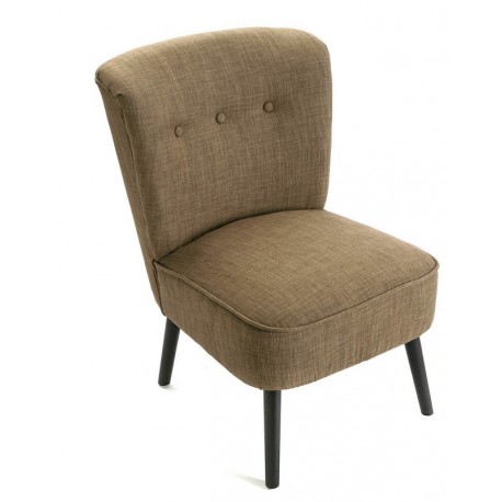 fauteuil bas vintage retro sans accoudoirs coton marron versa