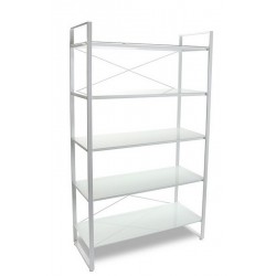 Etagère design métal blanc et verre 5 tablettes Versa 