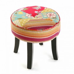 Runder Versa-Hocker aus floralem Patchwork-Stoff