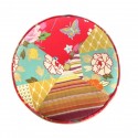 Tabouret rond tissu patchwork fleuri Versa