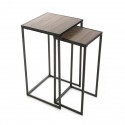 selette carree metal noir et bois style industriel versa set de 2