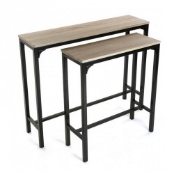 console d entree style industriel metal noir bois versa set de 2