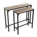 Console d'entrée style industriel métal noir bois Versa set de 2