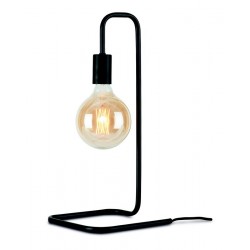 Schlanke Design-Tischlampe aus schwarzem Metall. Es geht um RoMi London