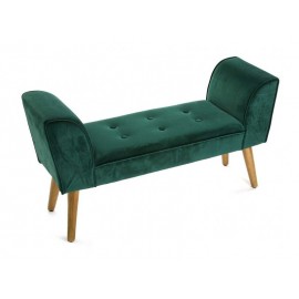 Banquette bout de lit baroque capitonnée velours vert Versa Mosa L 91 cm