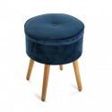 tabouret rond coffre velours bleu versa mosa