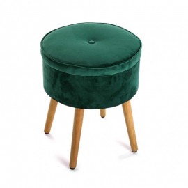 Tabouret coffre rond velours capitonné vert Versa Mosa