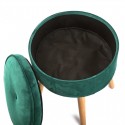 tabouret coffre rond velours capitonne vert versa mosa