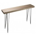 Table console d'entrée épurée design bois et pieds graphiques métal noir Versa