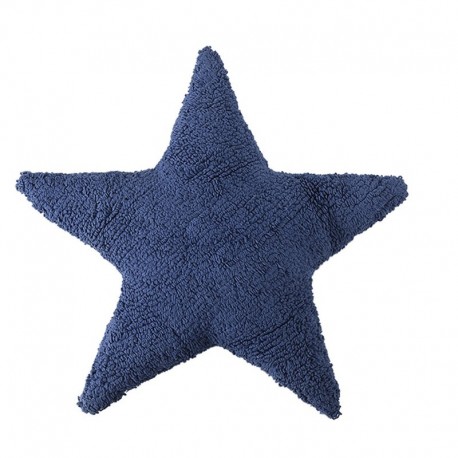 Coussin coton lavable en machine étoile bleu marine Lorena Canals