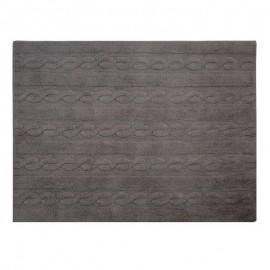 Tapis gris foncé coton lavable en machine Lorena Canals Trenzas 120 x 160 cm