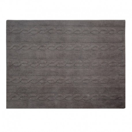 tapis gris fonce coton lavable en machine lorena canals trenzas 120 x 160 cm