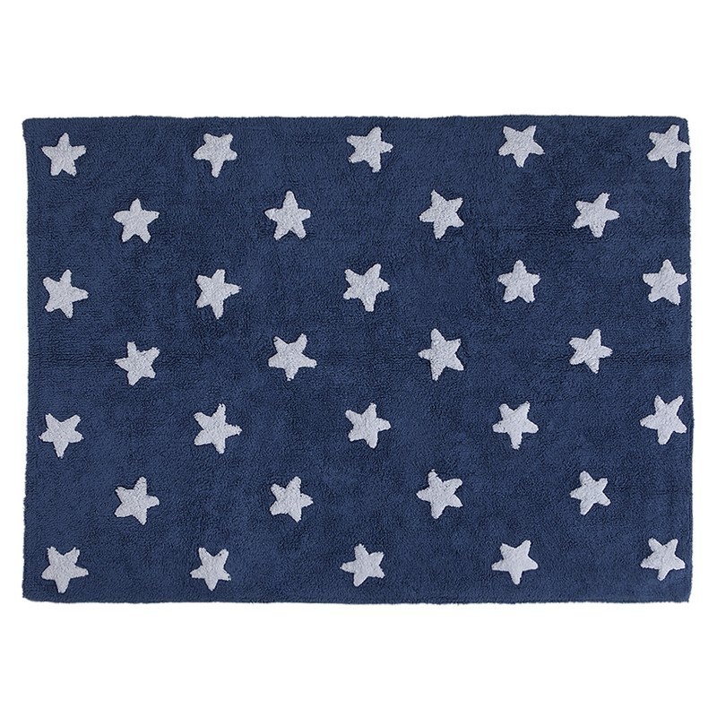 Tapis 120x175 coton lavable étoile bleu