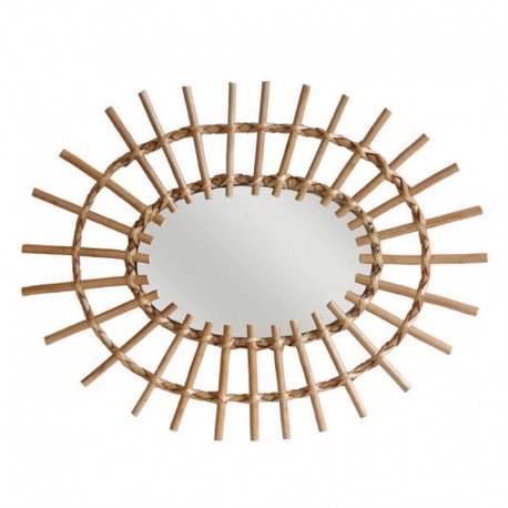 Miroir oval en rotin HK Living 60 x 45 cm