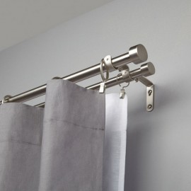 Tringle à rideaux double extensible métal brossé Umbra Cappa 91 - 183 cm