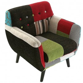 fauteuil avec accoudoirs multicolore patchwork versa 19500760