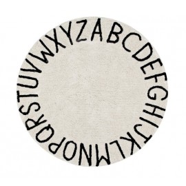tapis rond coton noir et blanc alphabet abc lorena canals 150 cm