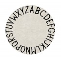 Tapis rond coton noir et blanc alphabet ABC Lorena Canals 150 cm