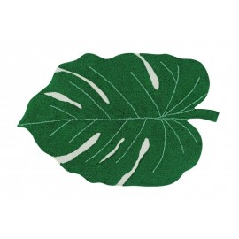 Grüner Teppich mit tropischen Blättern, waschbare Baumwolle, Lorena Canals Monstera Leaf
