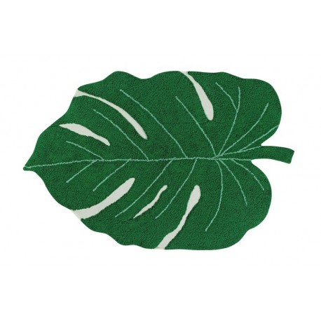 tapis feuille tropicale verte coton lavable  machine lorena canals monstera leaf