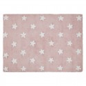 Tapis chambre fille rose étoiles blanches coton Lorena Canals 120 x 160 cm