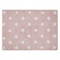 Tapis chambre fille rose étoiles blanches coton Lorena Canals 120 x 160 cm
