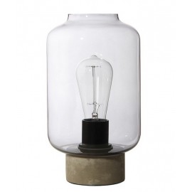 Schlanke Tischlampe aus Rauchglas, grauem Beton, Frandsen-Säule, 16 cm