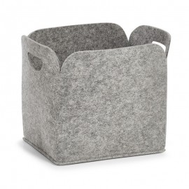 Grande corbeille rangement feutrine Zeller gris