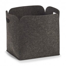 Grand panier de rangement design feutrine Zeller gris