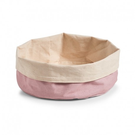 Grande corbeille en tissu coton rose crème Zeller D 25 cm