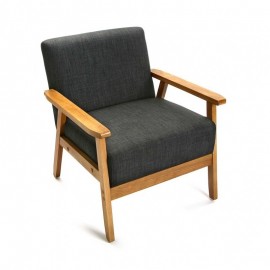 Retro-Sessel Versa aus dunkelgrauem Leinenholz 