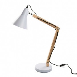 Versa Schreibtischlampe im skandinavischen Design aus weißem Metall und Holz