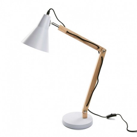 Lampe de bureau design scandinave bois métal blanc Versa
