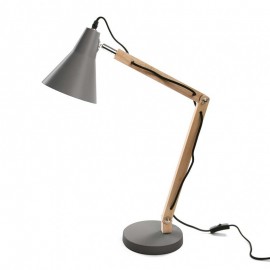 Design-Schreibtischlampe Versa aus grauem Metall und Holz 