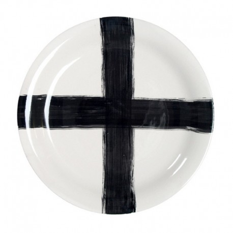 assiette de service design blanche croix noire hk living D 43 cm